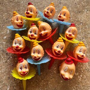 Vintage Clown Head Cupcake Toppers